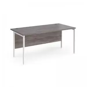 image of Maestro 25 straight desk 1600mm x 800mm - white H-frame leg and grey