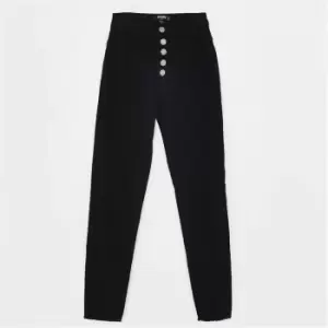 image of Missguided Petite Vice Button Front Skinny Jeans - Black