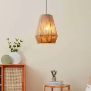 image of Eglo Alderney Pendant Ceiling Light - Black & Natural