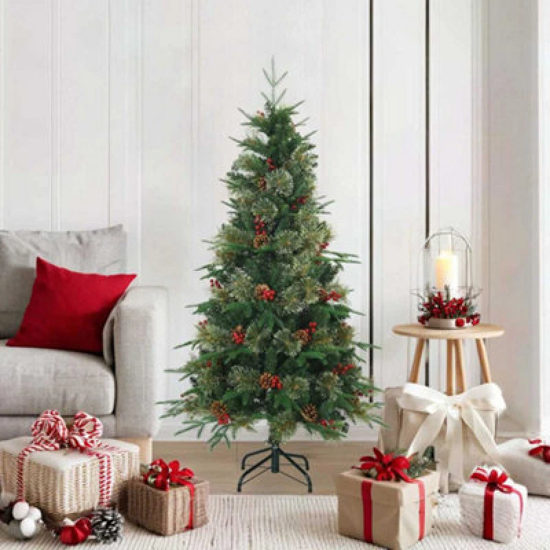Image of Vidaxl Artificial Hinged Christmas Tree Green 150 Cm Pvc, Pe And Steel
