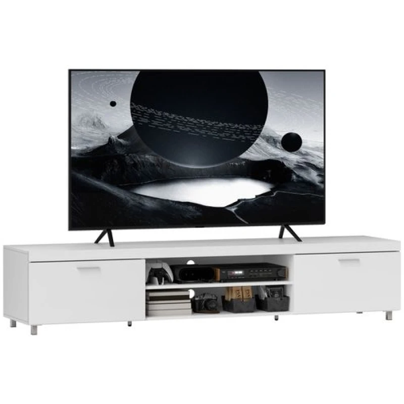 Image of HOMCOM Modern Unit for TV with Cabinet Shelf for Living Room in White White Unisex