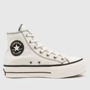 Converse All Star Lift Hi Bold Scene Trainers In White & Black