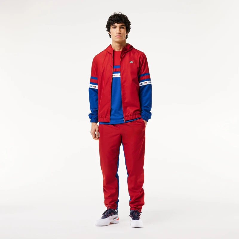 Image of Lacoste Stripe Track Jacket - Red Red XS