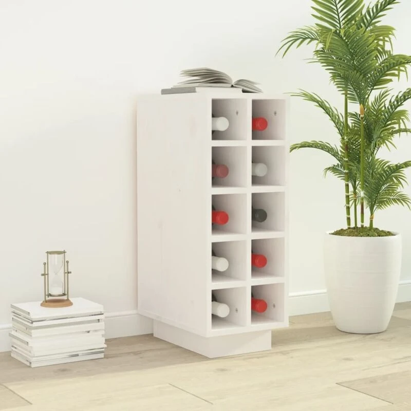 Image of VIDAXL Wine Cabinet White 23x34x61cm Solid Wood Pine Vidaxl 8720845555368