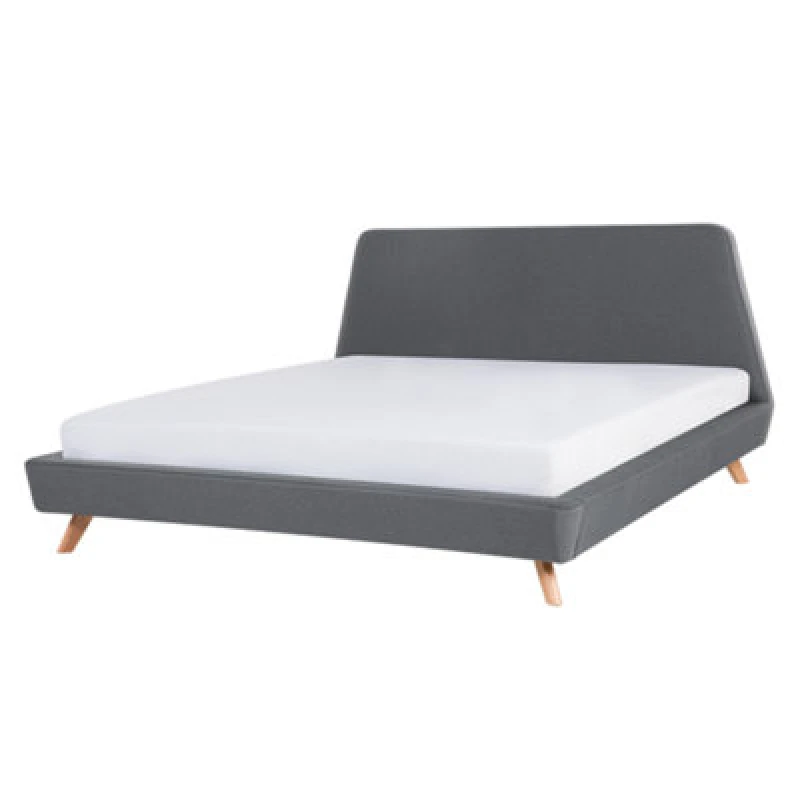 Image of Beliani Bed Fabric Vienne 180 X 200 Cm (Eu Super King) Grey