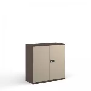 Image of Steel contract cupboard with 1 shelf 1000mm high - coffeecream