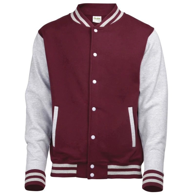Image of AWDis AWDis Men Varsity Jacket in Burgundy Size: X-Small Burgundy XS Male 5055747780895
