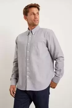 Image of Mens Charcoal Long Sleeve Plus & Tall Oxford Shirt