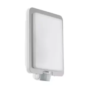 image of IP44 Outdoor Wall Light & PIR Sensor Stainless Steel Square 1 x 28W E27 Bulb