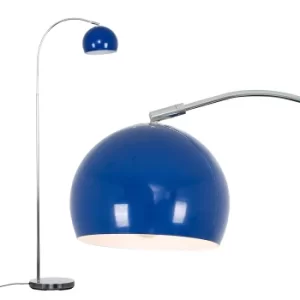 Image of Curva Floor Lamp in Chrome with Navy Blue Shade
