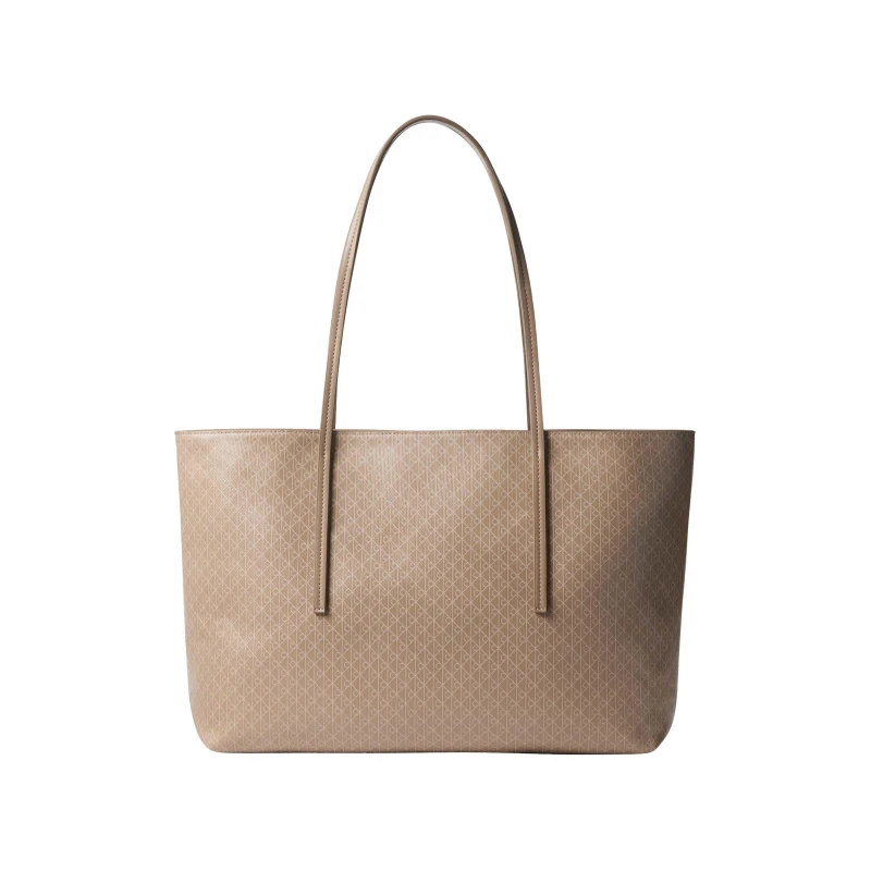 Image of Calvin Klein Womens CK All Over Print Tote Bag Taupe AOP female One Size