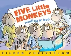 Image of five little monkeys reading in bed