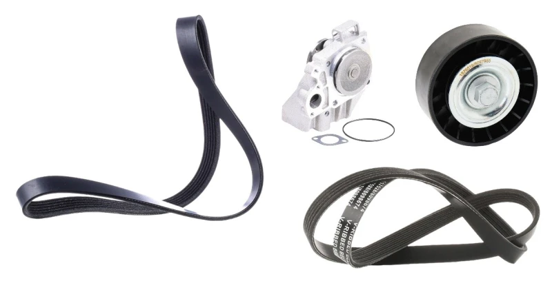 Image of RIDEX 4172P0052 Water Pump + V-Ribbed Belt Kit with water pump Water Pump + V-Ribbed Belt Kit (4172)