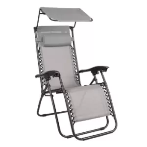 Image of Kingfisher Multi Position Garden Gravity Sun Lounger With Sun Canopy In Grey