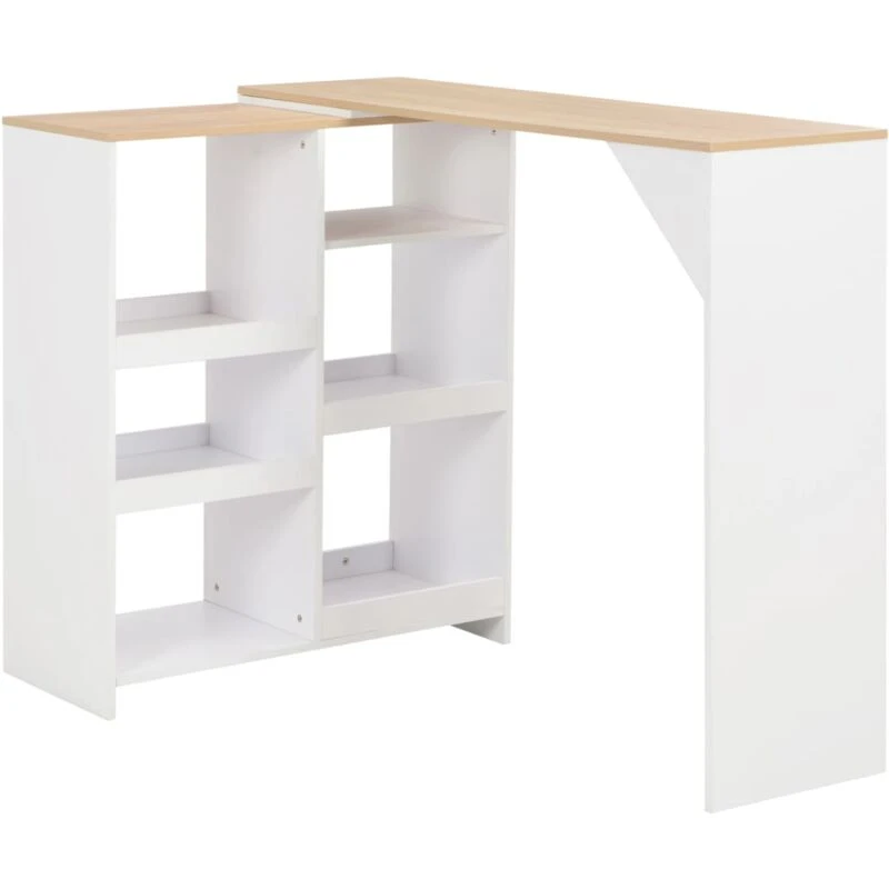 Image of VIDAXL Vidaxl - Bar Table with Moveable Shelf White 138x39x110cm 280225