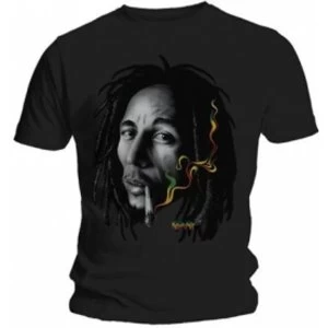 image of Bob Marley Rasta Smoke Black T Shirt: Large