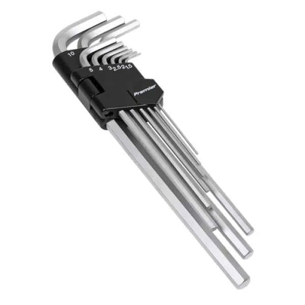 Image of Genuine SEALEY AK7137 Hex Key Set 9pc Extra-Long Metric