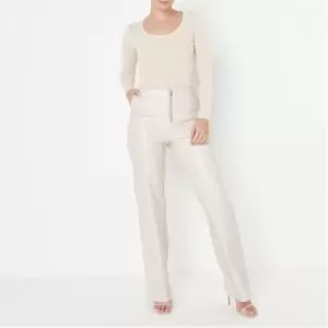 Missguided Tall Zip Front Straight Leg Trouser - Neutral