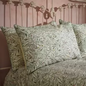 Image of Malory Traditional Floral Printed Piped Pillowcase Pair Eucalyptus