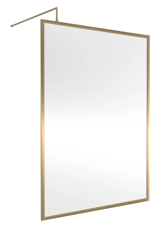 Image of Balterley 8mm Wetroom Screen & Support Bar: 1400 mm, Brushed Brass in Metallics Metallics Unisex