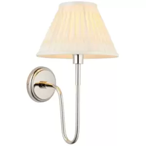 image of Endon Rouen & Chatsworth Wall Lamp with Shade Bright Nickel Plate & Ivory Silk