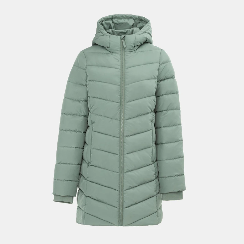 Image of Slazenger Womens Mid-Length Hooded Long Sleeve Puffer Jacket Light Khaki female 8 (36)
