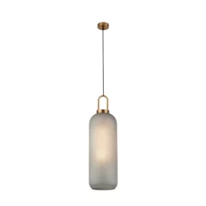 Image of Pipette 1 Light Pendant, Brass, Acid Glass
