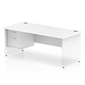 image of Impulse 1800 Rectangle Panel End Leg Desk White 1 x 2 Drawer Fixed Ped