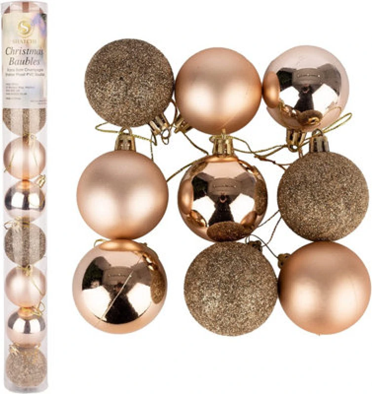 Image of Shatchi 60mm/6Pcs Christmas Baubles Shatterproof Champagne Gold,tree Decorations