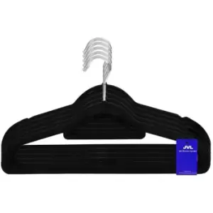 image of Premium Range Velvet Touch Space Saving Non-Slip Hangers, Medium Black, Pack of 50 - JVL