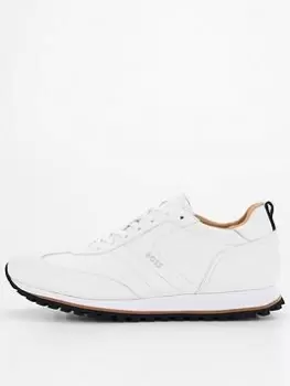 Image of BOSS Parkour Runn Leather Trainer, White, Size 10, Men