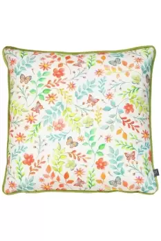 image of Secret Garden Floral Printed Piped Cushion