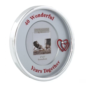 image of 2" x 3" - Silver Plated Oval Frame - 40th Anniversary