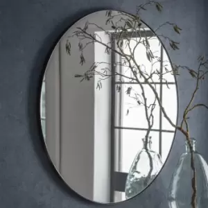 image of Garden Trading Cherington Round Wall Mirror 100cm in Black Steel