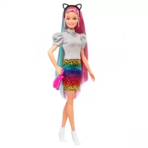 image of Barbie Rainbow Cheetah Hair Doll