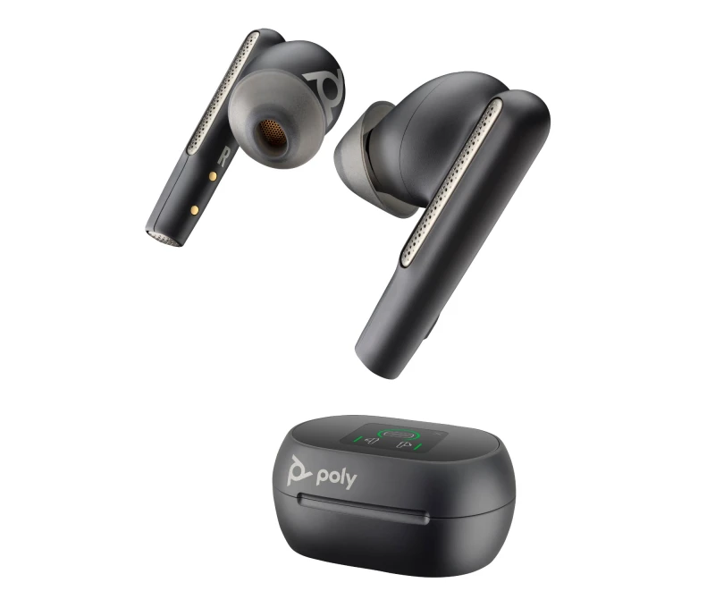 Image of HP Poly Voyager Free 60+M UC Carbon Black Earbuds +BT700 USB-C Adapter +Touchscreen Charge Case 7Y8H0AA