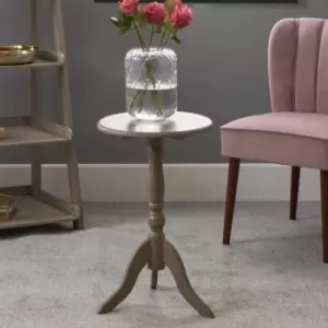 Image of Taupe Pine Wood Round Pedestal Table K/D