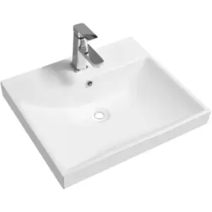 Image of Thick-Edge 5409 Ceramic 51cm Inset Basin with Scooped Full Bowl - size - color White