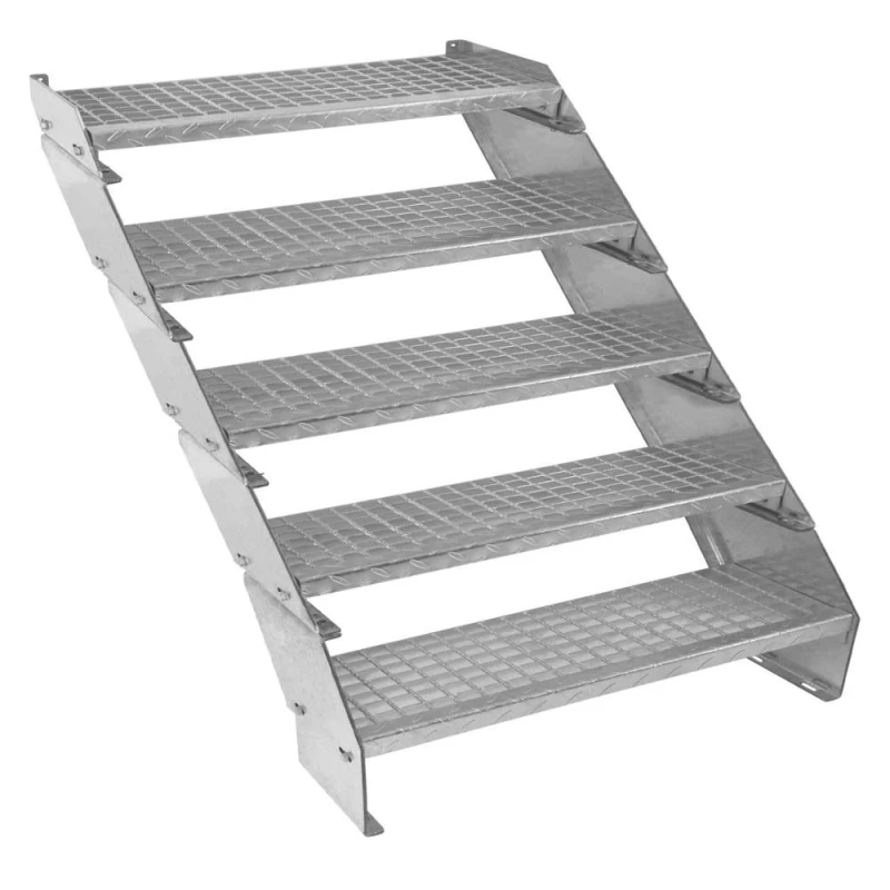 Image of Monstershop Adjustable 5 Section Galvanised Staircase - 900mm Wide Silver