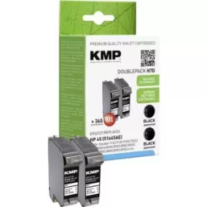 Image of KMP Ink replaced HP 45 Compatible Pack of 2 Black H7D 0927,4021
