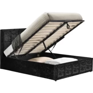 Image of 120cm Hannover Fabric Ottoman Bed Black Crushed Velvet