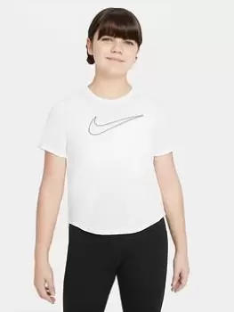 Image of Nike Dri-FIT One Short Sleeve GX Top - White/Black, Size L+, Women