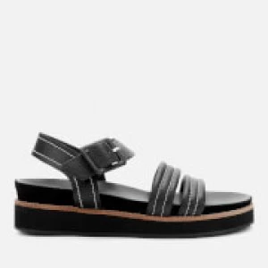 image of Whistles Womens Contrast Stitch Footbed Sandals - Black - UK 4