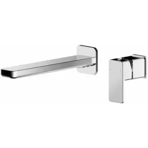 image of Windon 2-Hole Wall Mounted Basin Mixer Tap without Plate - Chrome - Nuie