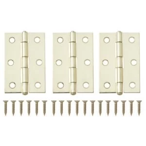 image of Brass Effect Metal Loose Pin Butt Hinge Pack of 3