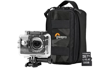 image of Nedis 4K Ultra HD Action Camera with Waterproof Case, Mounting Kits, LowePro Protective Bag & 32GB MicroSD Card - Black