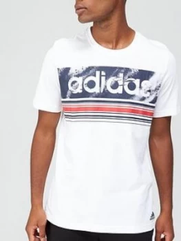 image of Adidas Linear Logo T-Shirt, White, Size L, Men