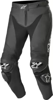 Image of Alpinestars Track v2 Motorcycle Leather Pants, black, Size 52, black, Size 52