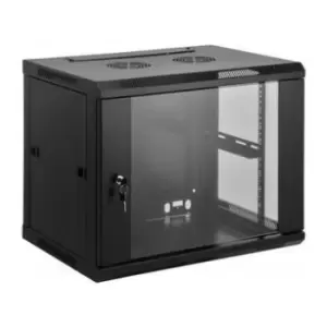 Image of Intellinet Network Cabinet Wall Mount (Standard) 9U 450mm Deep Black Assembled Max 60kg Metal & Glass Door Back Panel Removeable Sides Suitable also f