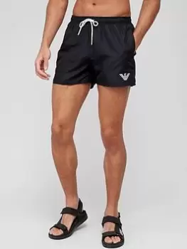 image of Emporio Armani Classic Logo Swim Shorts - Black, Size 48, Men